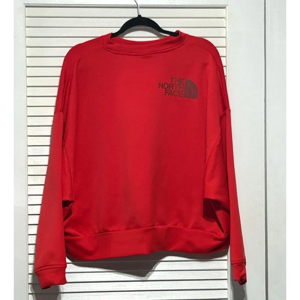 The North Face Women's Orange Horizon Performance Crewneck Sweatshirt Sz XL 3056 - Picture 12 of 14